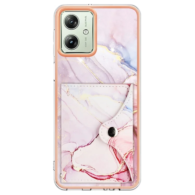 YB Lederversiegelung-Serie-9 für Motorola Moto G54 5G Ständer Kartenetui Leder+TPU Handyhülle - 005 Roségold