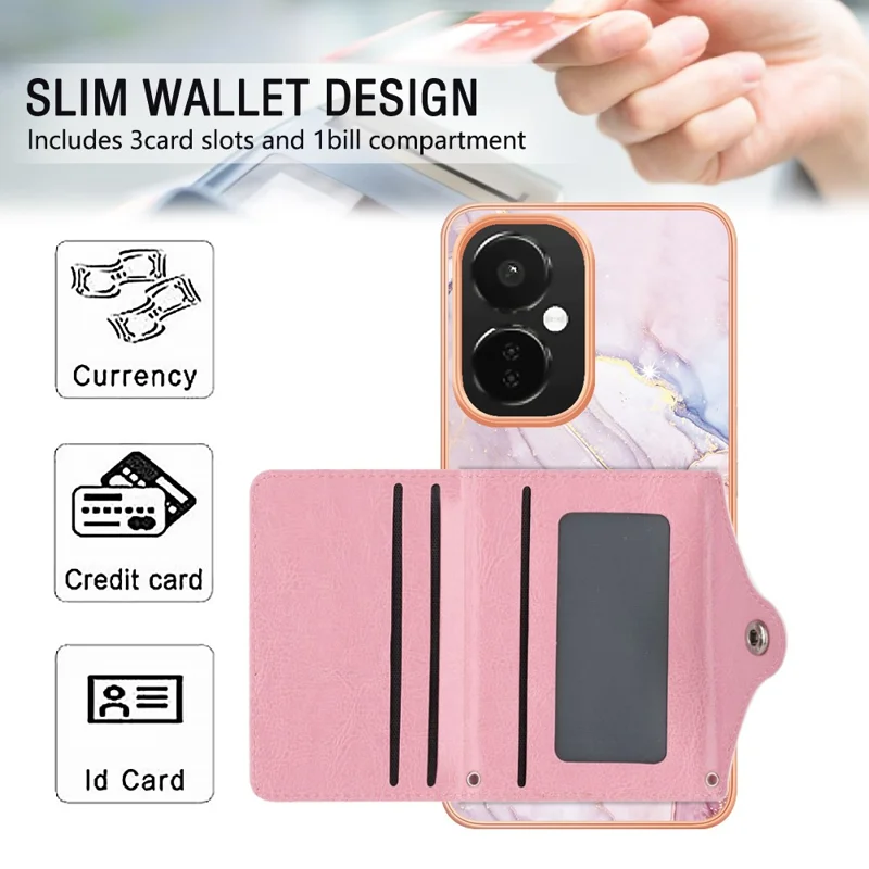 Série de revêtement en cuir YB-9 pour OnePlus Nord CE 3 Lite 5G / Nord N30 5G Coque de téléphone en cuir+TPU avec support - 005 Or rose