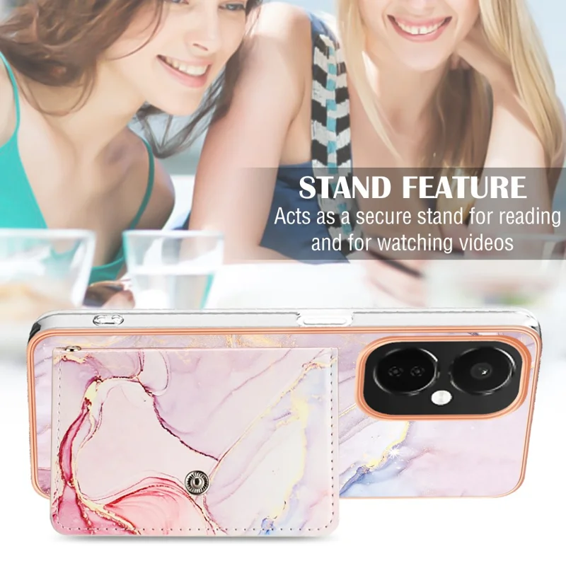 Série de revêtement en cuir YB-9 pour OnePlus Nord CE 3 Lite 5G / Nord N30 5G Coque de téléphone en cuir+TPU avec support - 005 Or rose