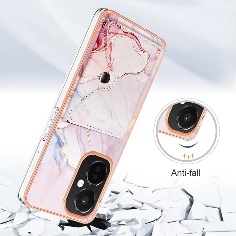 Série de revêtement en cuir YB-9 pour OnePlus Nord CE 3 Lite 5G / Nord N30 5G Coque de téléphone en cuir+TPU avec support - 005 Or rose