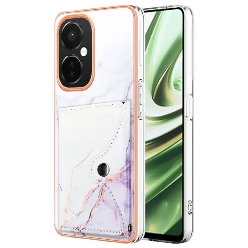 YB Leather Coating Series-9 per OnePlus Nord CE 3 Lite 5G / Nord N30 5G Kickstand Custodia Telefonica in Pelle+TPU - 006 Bianco Viola