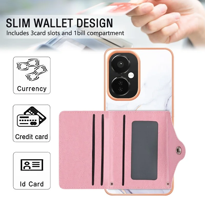 YB Leather Coating Series-9 per OnePlus Nord CE 3 Lite 5G / Nord N30 5G Kickstand Custodia Telefonica in Pelle+TPU - 006 Bianco Viola