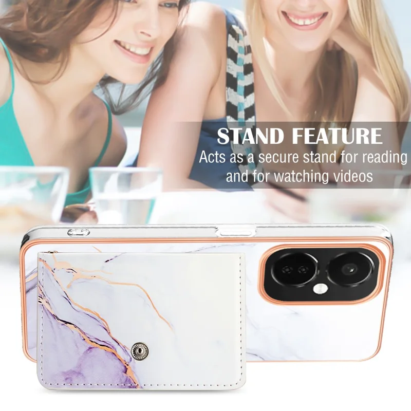 YB Leather Coating Series-9 per OnePlus Nord CE 3 Lite 5G / Nord N30 5G Kickstand Custodia Telefonica in Pelle+TPU - 006 Bianco Viola