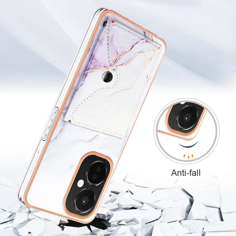 YB Leather Coating Series-9 per OnePlus Nord CE 3 Lite 5G / Nord N30 5G Kickstand Custodia Telefonica in Pelle+TPU - 006 Bianco Viola