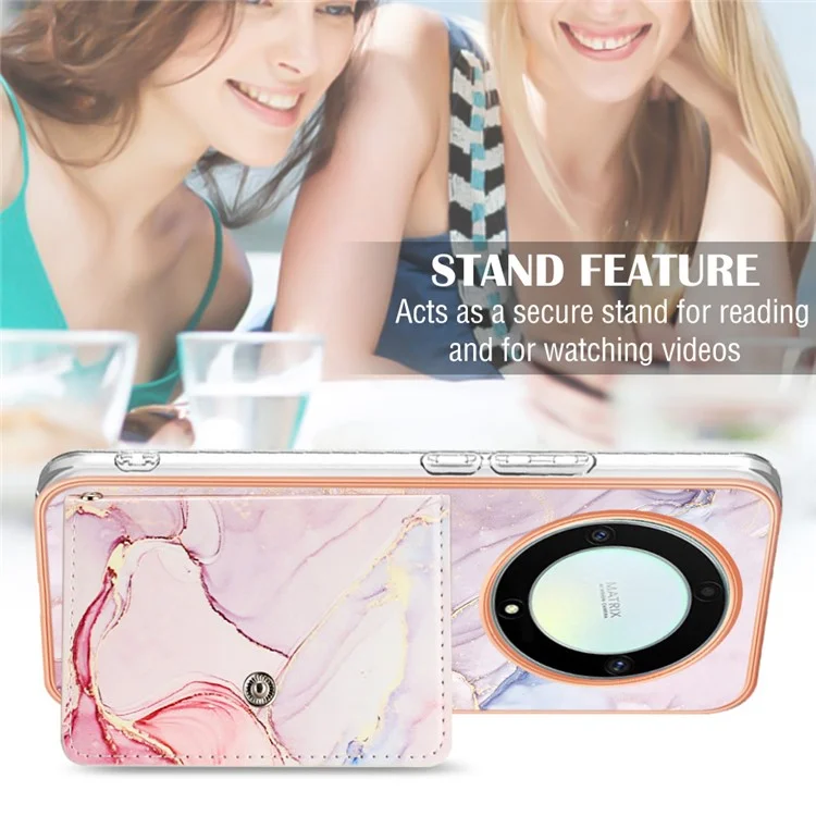 YB Leather Coating Series-9 for Honor X9a 5G / Magic5 Lite 5G / X50i 5G Case PU+TPU IMD Phone Cover - 005 Rose Gold