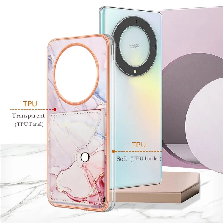 YB Leather Coating Series-9 for Honor X9a 5G / Magic5 Lite 5G / X50i 5G Case PU+TPU IMD Phone Cover - 005 Rose Gold