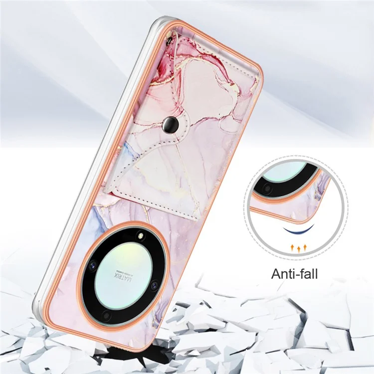 YB Leather Coating Series-9 for Honor X9a 5G / Magic5 Lite 5G / X50i 5G Case PU+TPU IMD Phone Cover - 005 Rose Gold