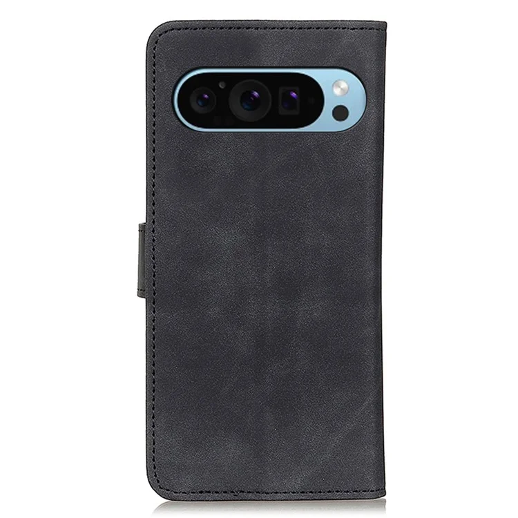 KHAZNEH Per Google Pixel 9 / Pixel 9 Pro Custodia Retro in Pelle PU Custodia Antiurto a Tutto Corpo con Supporto - Nero