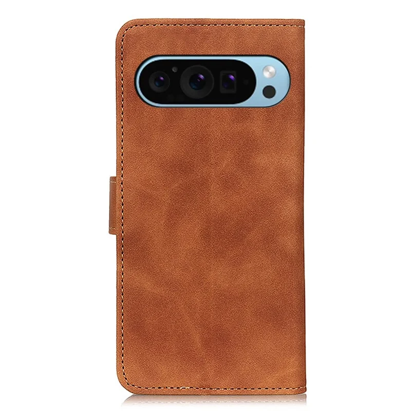 KHAZNEH For Google Pixel 10 Pro / 10 / 9 Pro / 9 Case Retro PU Leather Full Body Shockproof Stand Phone Cover - Brown