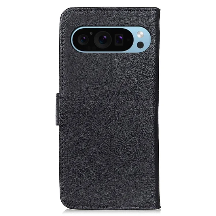 KHAZNEH For Google Pixel 10 Pro / 10 / 9 Pro / 9 Case Cowhide Texture Wallet PU Leather Flip Phone Cover - Black