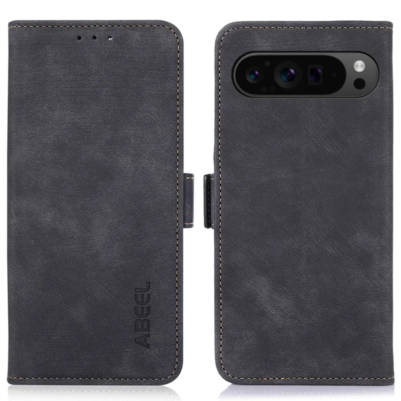 ABEEL For Google Pixel 10 Pro XL / 9 Pro XL Magnetic Phone Case Side Magnetic Clasp Wallet Cover  - Black