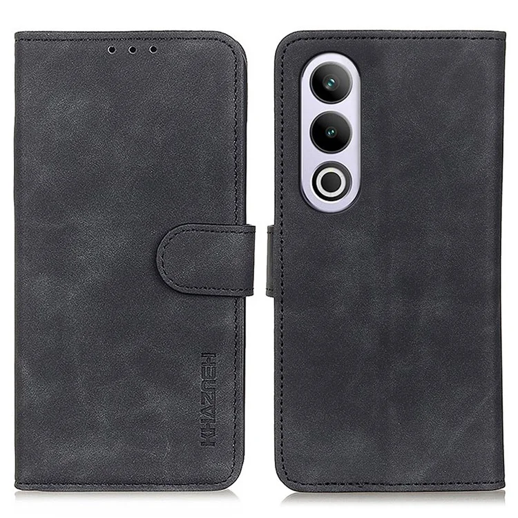 KHAZNEH Para OnePlus Nord CE4 5G / Oppo K12 Caso Design Retro de Couro PU Carteira Capa de Telefone - Preto