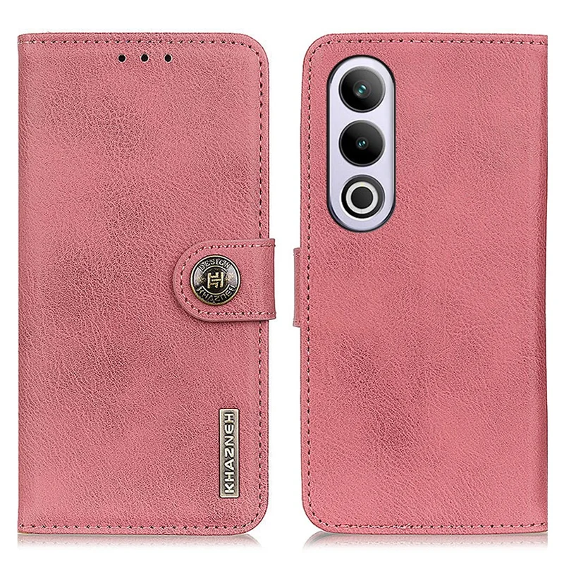 KHAZNEH Para OnePlus Nord CE4 5G / Oppo K12 Capa de Couro PU Couro Textura Flip Phone Cover - Rosa