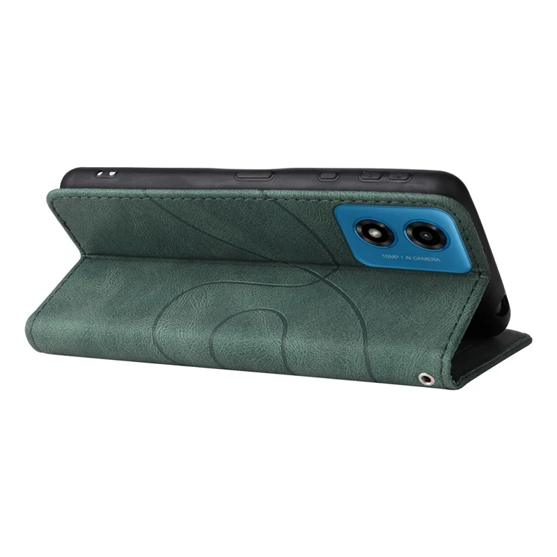 Série KT Leather-1 para Motorola Moto E14 4G / G04 4G / G04s 4G / G24 4G Capa Couro Bicolor Splicing - Verde