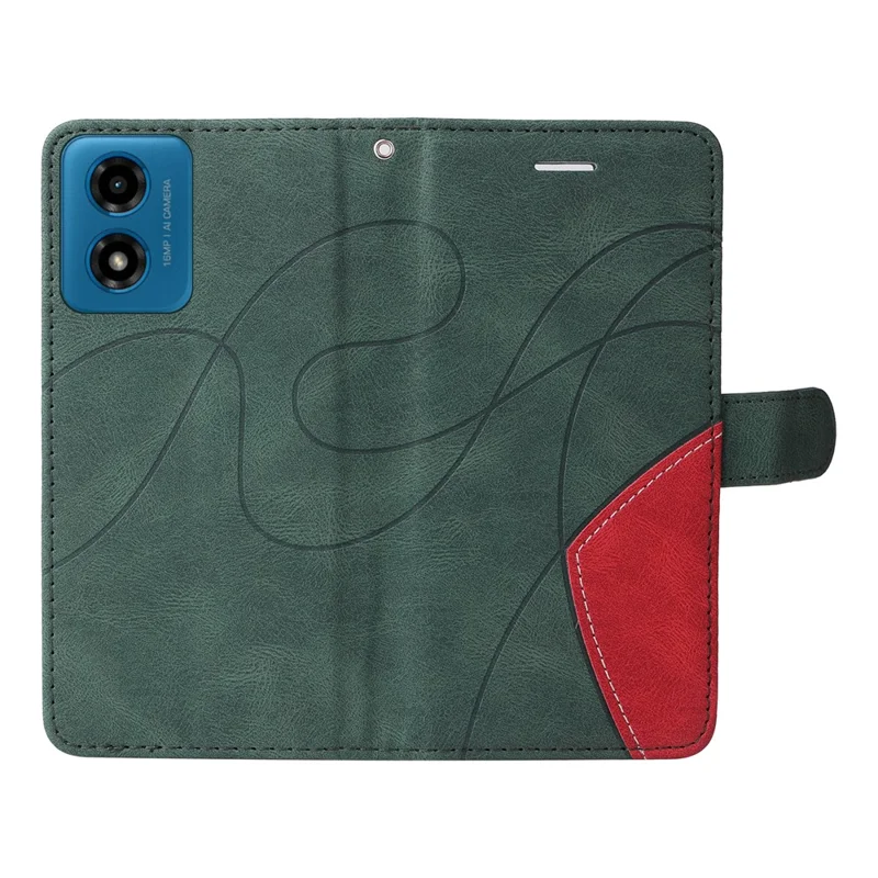 Série KT Leather-1 para Motorola Moto E14 4G / G04 4G / G04s 4G / G24 4G Capa Couro Bicolor Splicing - Verde