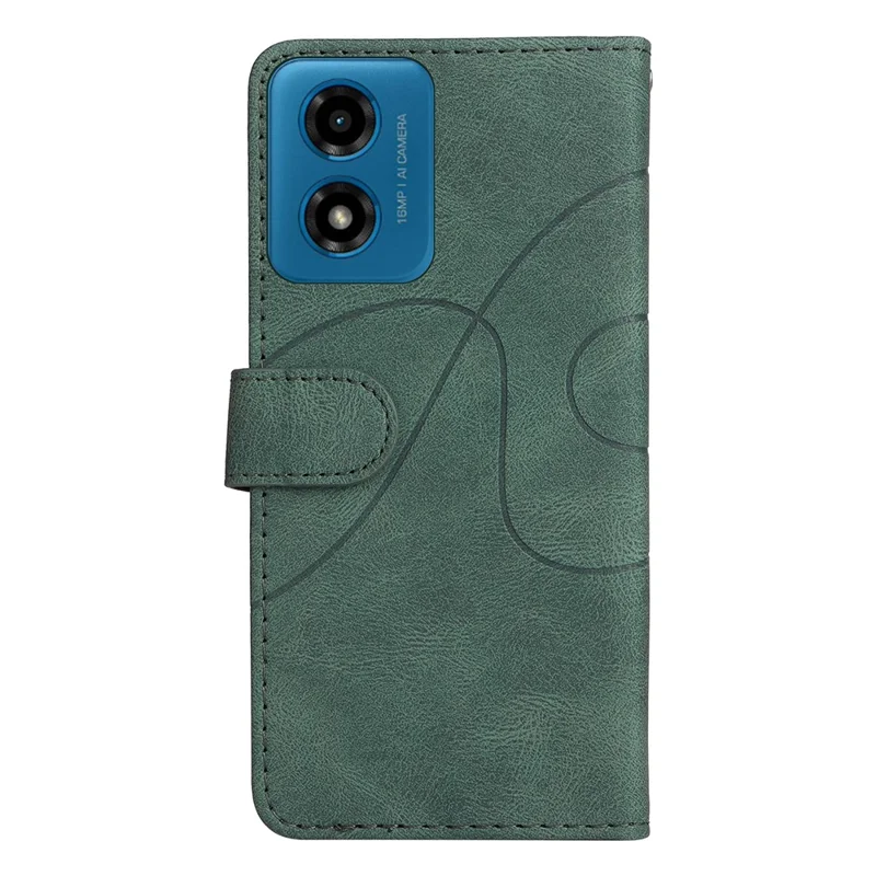 Série KT Leather-1 para Motorola Moto E14 4G / G04 4G / G04s 4G / G24 4G Capa Couro Bicolor Splicing - Verde
