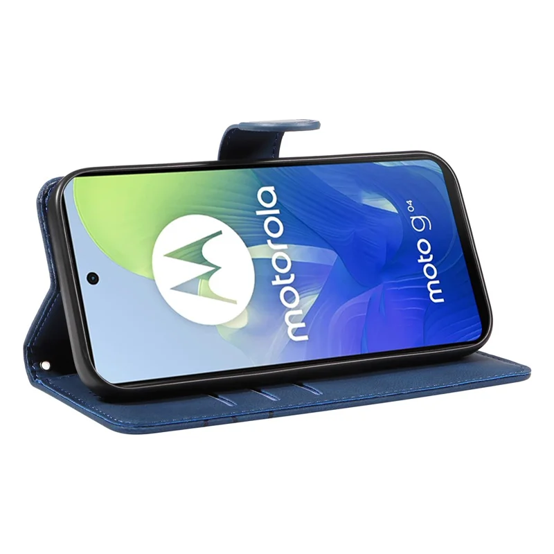 Pour Motorola Moto E14 4G / G04 4G / G04s 4G / G24 4G Étui Ligne Courbée Pliante Support Étui En Cuir PU - Bleu