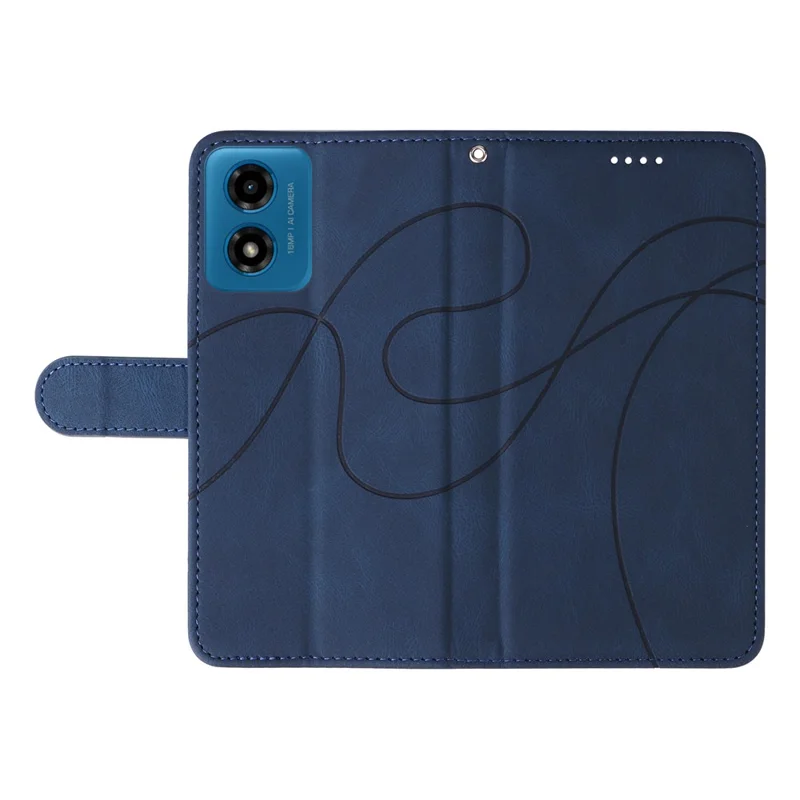 Pour Motorola Moto E14 4G / G04 4G / G04s 4G / G24 4G Étui Ligne Courbée Pliante Support Étui En Cuir PU - Bleu