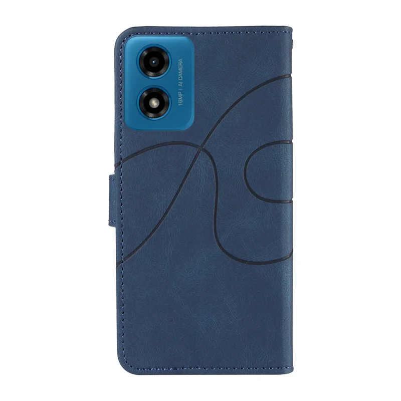 Pour Motorola Moto E14 4G / G04 4G / G04s 4G / G24 4G Étui Ligne Courbée Pliante Support Étui En Cuir PU - Bleu