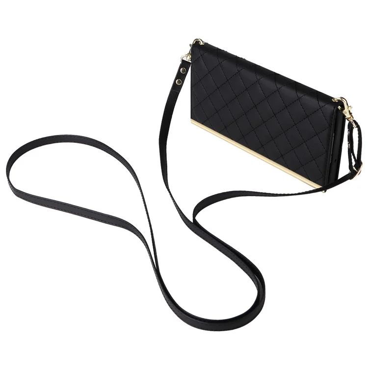 For Samsung Galaxy S23 Ultra Crossbody Case Suction Cup PU Leather Wallet Phone Cover - Black