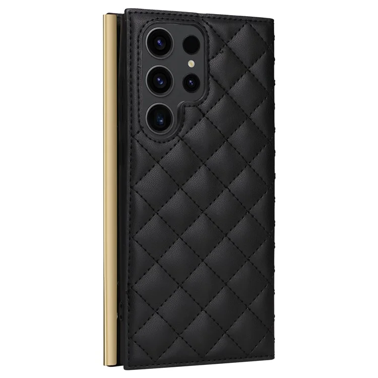 For Samsung Galaxy S23 Ultra Crossbody Case Suction Cup PU Leather Wallet Phone Cover - Black