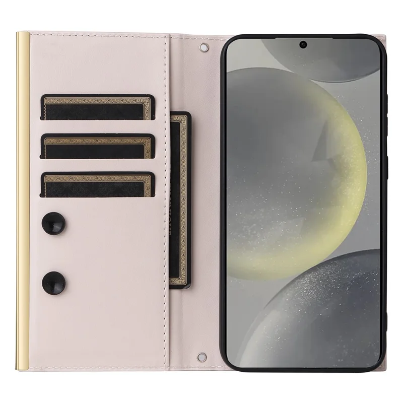 Per Samsung Galaxy S24+ Case Suction Cup PU Leather Wallet Phone Cover con Cinghie - Beige