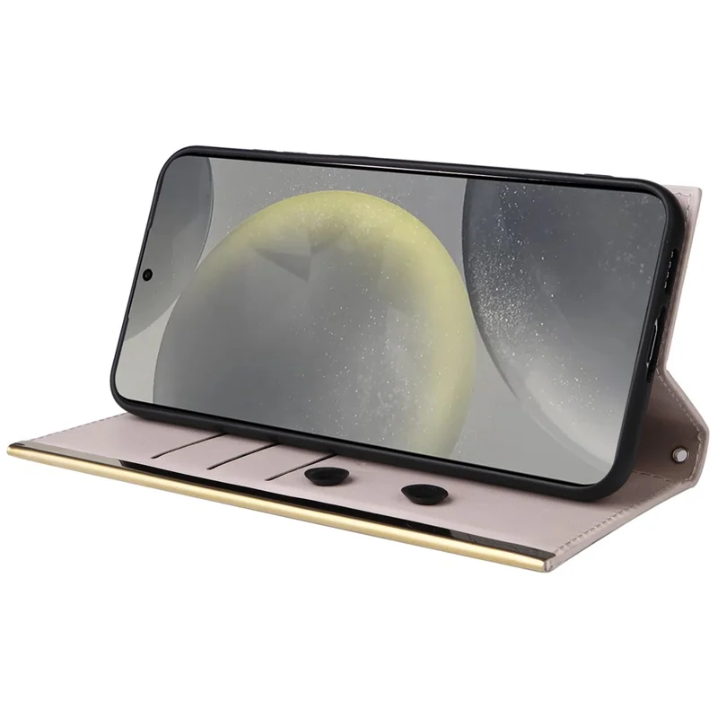 Per Samsung Galaxy S24+ Case Suction Cup PU Leather Wallet Phone Cover con Cinghie - Beige
