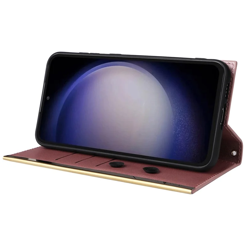 For Samsung Galaxy S23 FE Case PU Leather Suction Cup Phone Cover with Shoulder Strap - Rose Gold