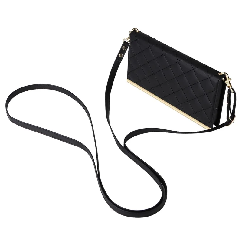 Per Samsung Galaxy S21 5G / 4G Custodia in pelle PU con supporto a portafoglio Custodia per telefono con tracolla - Nero