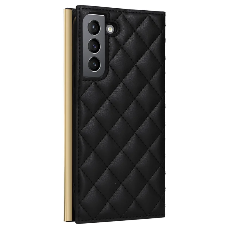 Per Samsung Galaxy S21 5G / 4G Custodia in pelle PU con supporto a portafoglio Custodia per telefono con tracolla - Nero