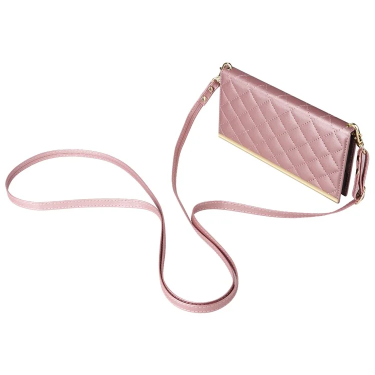 Para Samsung Galaxy S21 FE 5G Leather Case Suction Cup 3 Card Slots Phone Cover - Rose Gold
