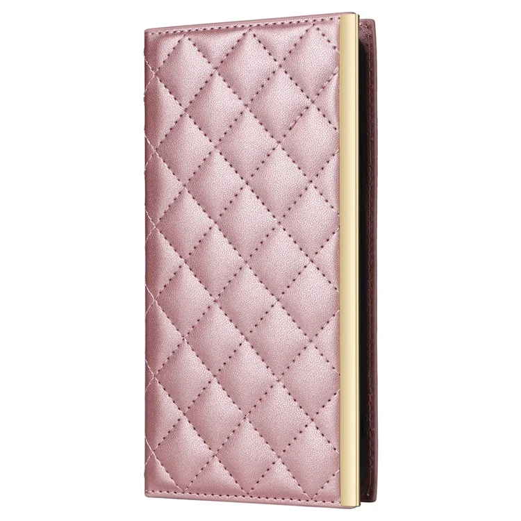 Para Samsung Galaxy S21 FE 5G Leather Case Suction Cup 3 Card Slots Phone Cover - Rose Gold