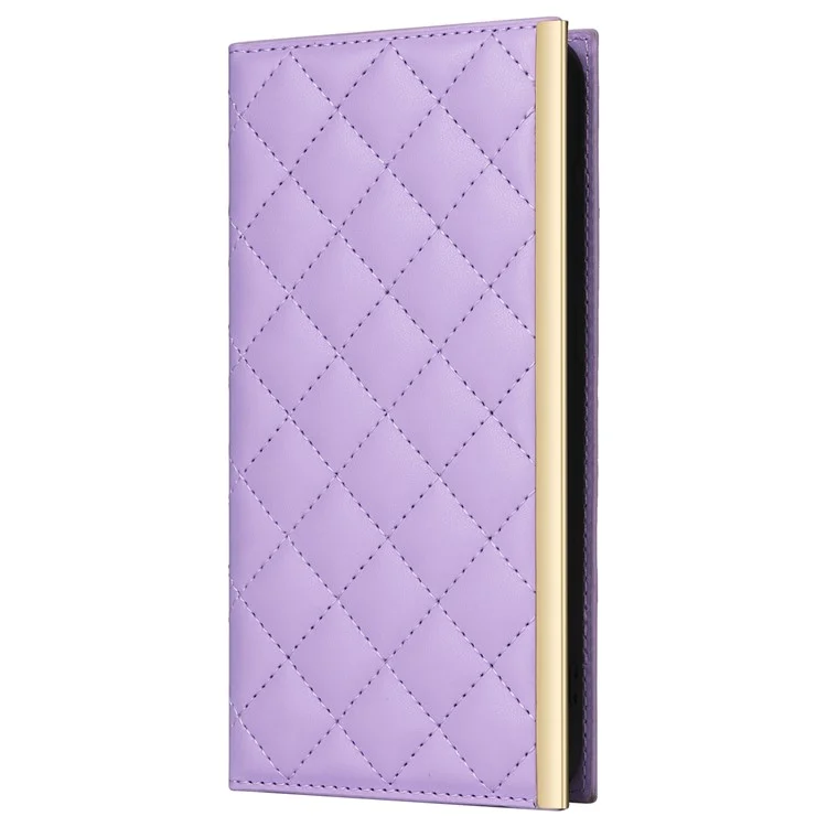 For Samsung Galaxy S23 Leather Case Suction Cup Wallet Flip Phone Cover with Shoulder Strap - Purple
