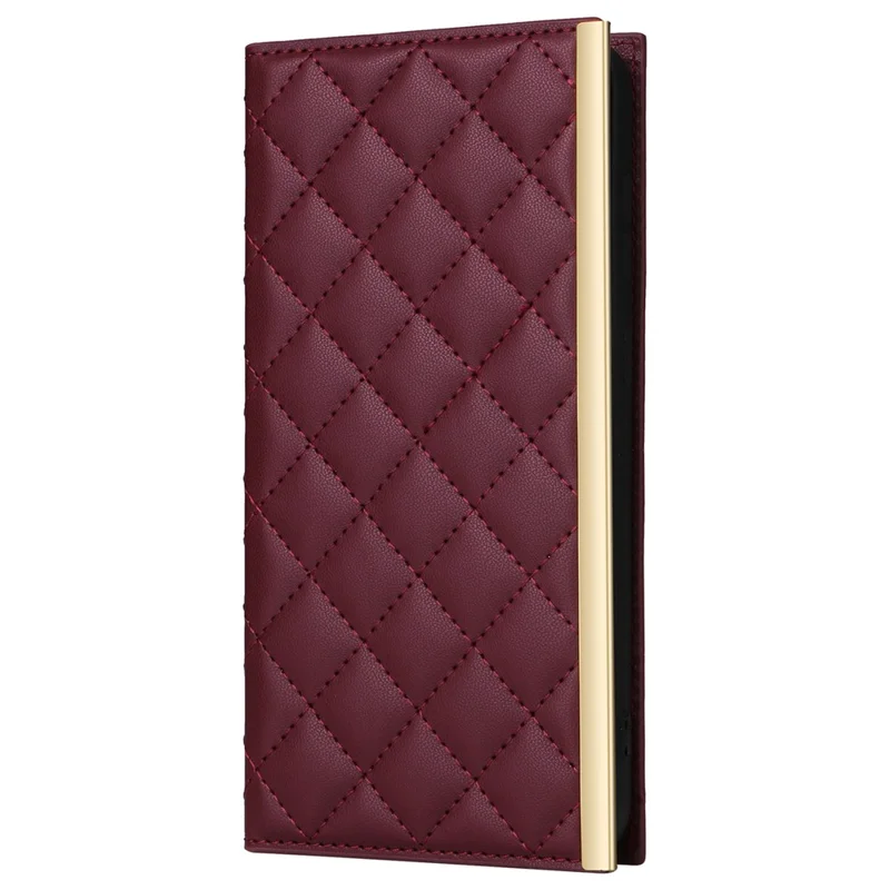 For Samsung Galaxy S23 Leather Case Suction Cup Wallet Flip Phone Cover with Shoulder Strap - Wine Red