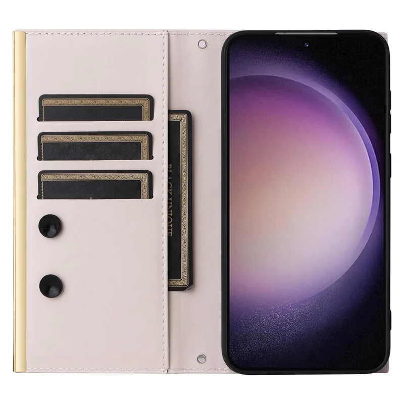 For Samsung Galaxy S23+ Wallet Case Anti-Drop PU Leather Phone Cover with Stand - Beige