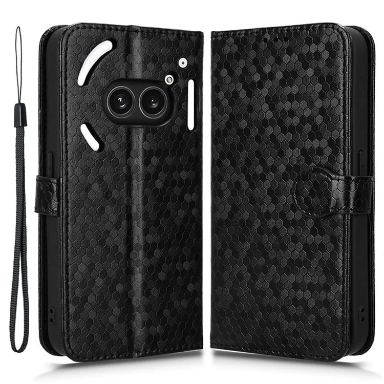 For Nothing Phone (2a) Plus / Phone (2a) Wallet Case Dots Imprinted Magnetic Closing Phone Cover - Black