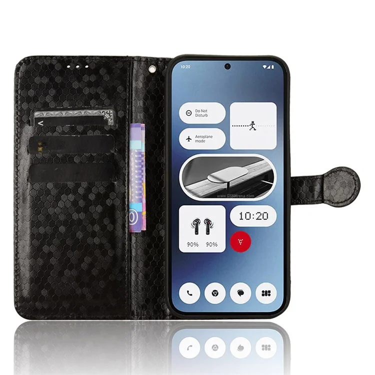For Nothing Phone (2a) Plus / Phone (2a) Wallet Case Dots Imprinted Magnetic Closing Phone Cover - Black