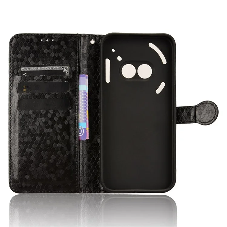 For Nothing Phone (2a) Plus / Phone (2a) Wallet Case Dots Imprinted Magnetic Closing Phone Cover - Black