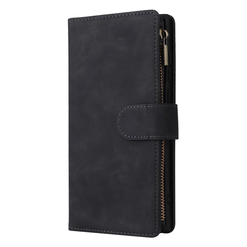 For Samsung Galaxy S24 Ultra Cell Phone Case Multiple Card Slots PU Leather Protection Cover - Black