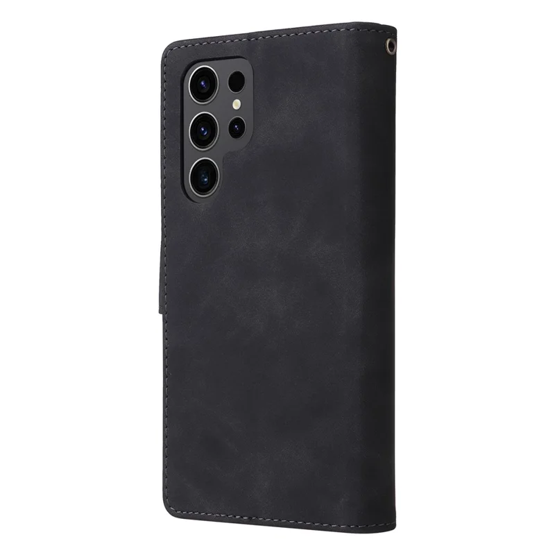 For Samsung Galaxy S24 Ultra Cell Phone Case Multiple Card Slots PU Leather Protection Cover - Black
