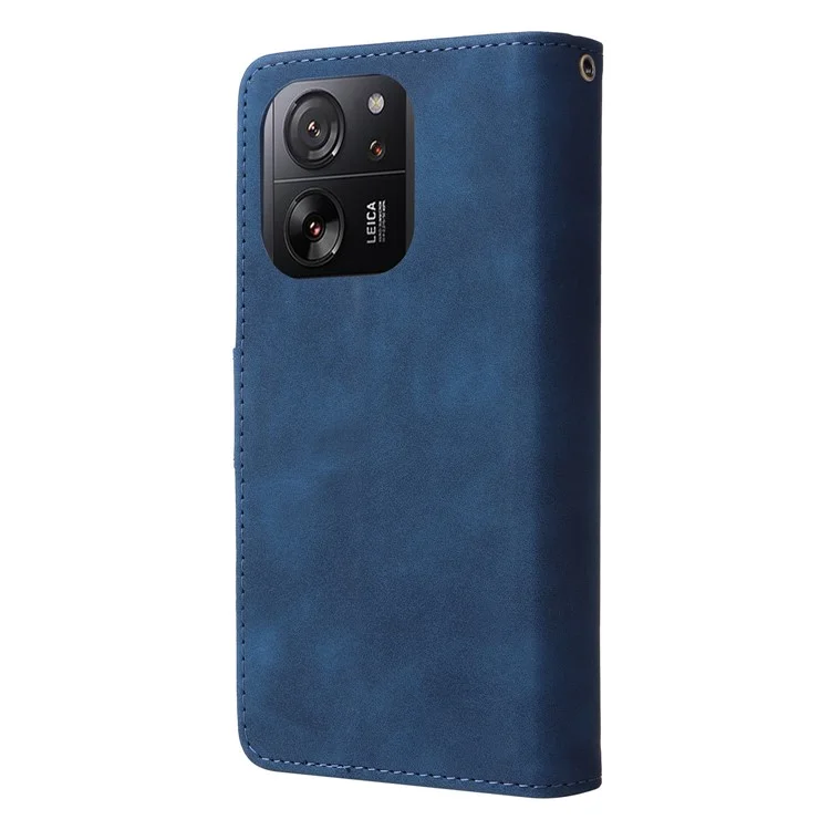 For Xiaomi 13T / 13T Pro / Redmi K60 Ultra Cell Phone Drop-proof Case Zipper Wallet Card Holder Leather Cover - Blue