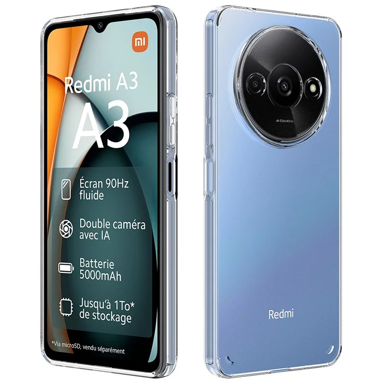 Para Xiaomi Redmi A3 / Poco C61 4G / Funda de teléfono Poco C61 4G Cubierta clara resistente a los arañazos de TPU + Acrílico