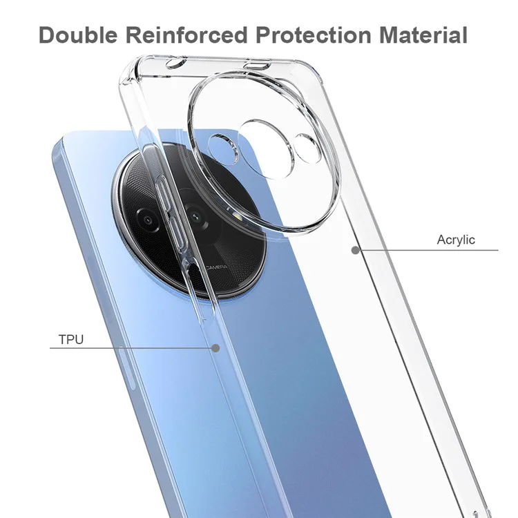 Para Xiaomi Redmi A3 / Poco C61 4G / Funda de teléfono Poco C61 4G Cubierta clara resistente a los arañazos de TPU + Acrílico