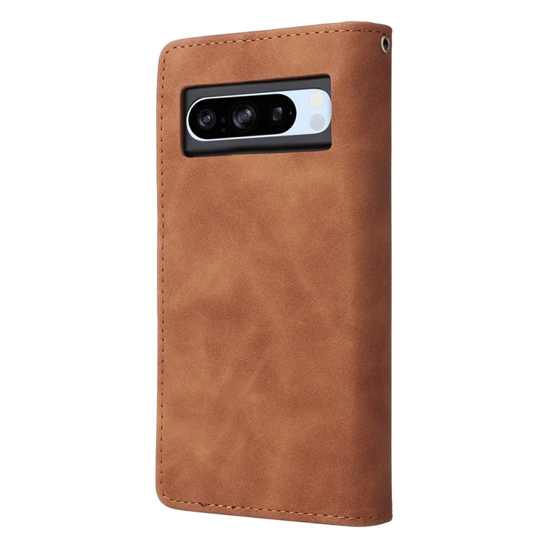 Für Google Pixel 8a Handyhülle Reißverschluss-Geldbörse Kartenfach Leder Sturzsicheres Cover - Braun
