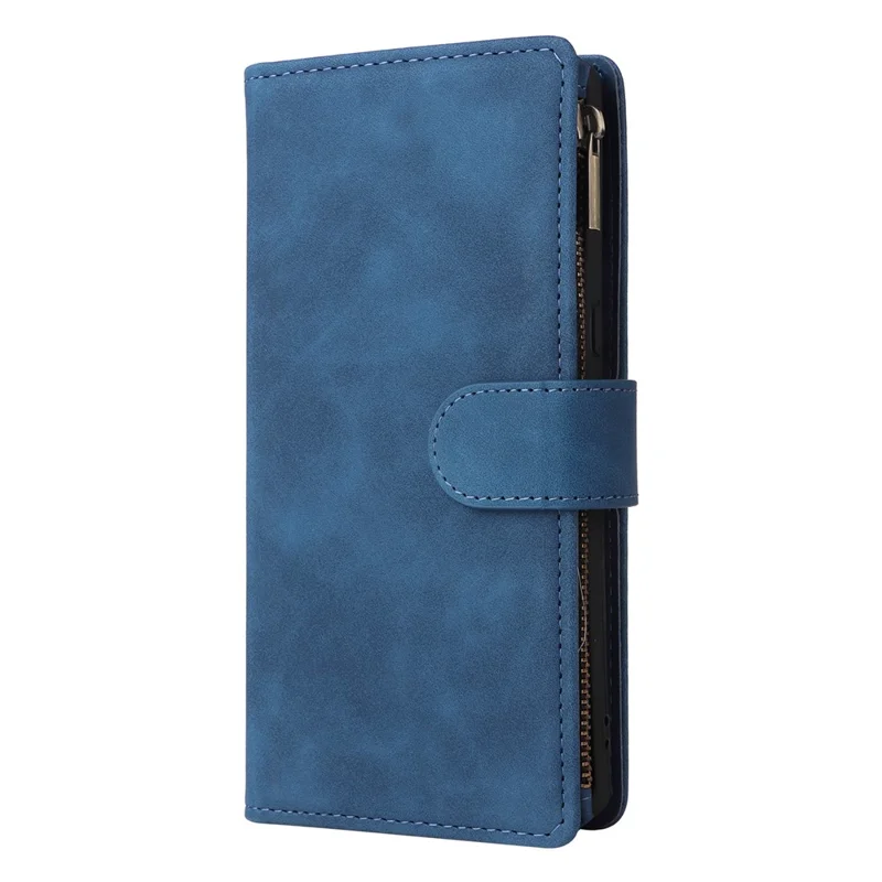 For Google Pixel 8a Cell Phone Case Zipper Wallet Card Holder Leather Drop-proof Cover - Blue