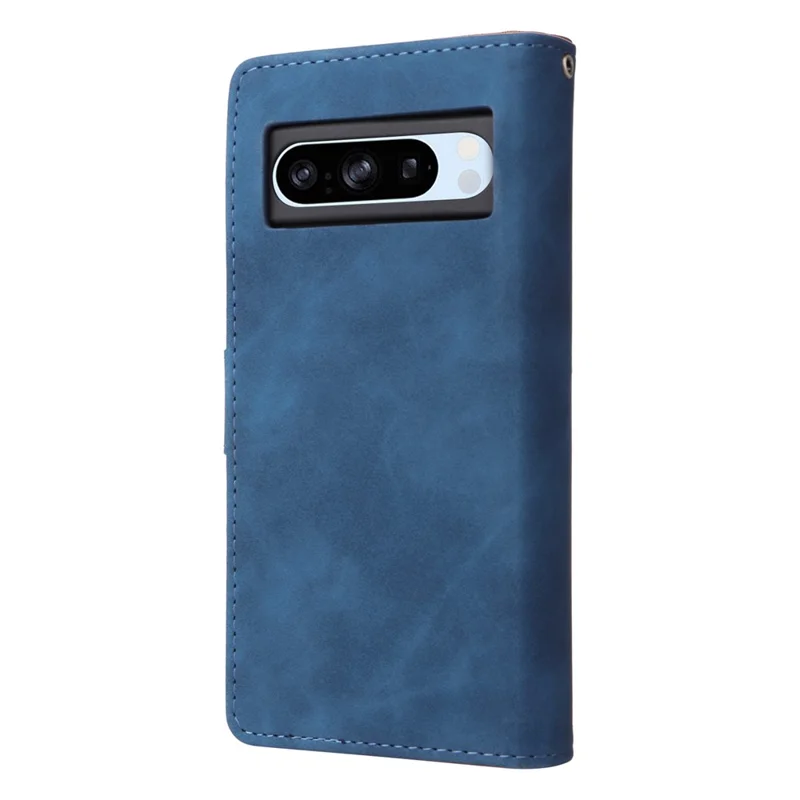 For Google Pixel 8a Cell Phone Case Zipper Wallet Card Holder Leather Drop-proof Cover - Blue