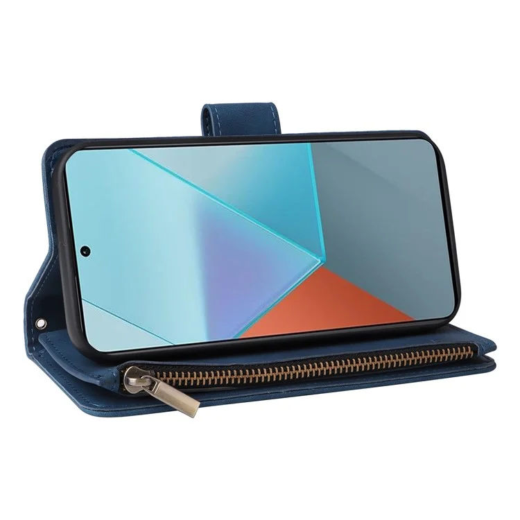 For Xiaomi Redmi Note 13 Pro 5G / Poco X6 5G PU Leather Wallet Mobile Phone Cover Case with Multiple Card Slots - Blue