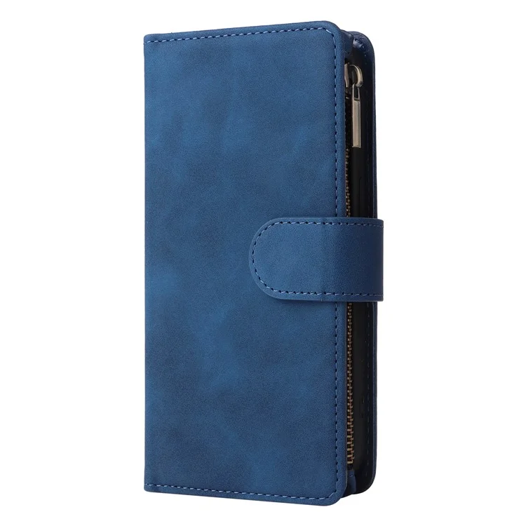For Xiaomi Redmi Note 13 Pro 5G / Poco X6 5G PU Leather Wallet Mobile Phone Cover Case with Multiple Card Slots - Blue