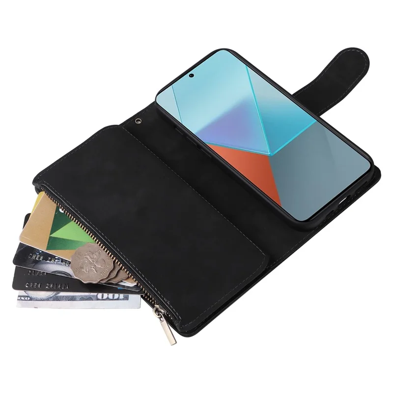 Für Xiaomi Redmi Note 13 Pro 5G / Poco X6 5G PU-Leder-Geldbörsen-Handy-Cover-Hülle mit mehreren Kartenfächern - Schwarz