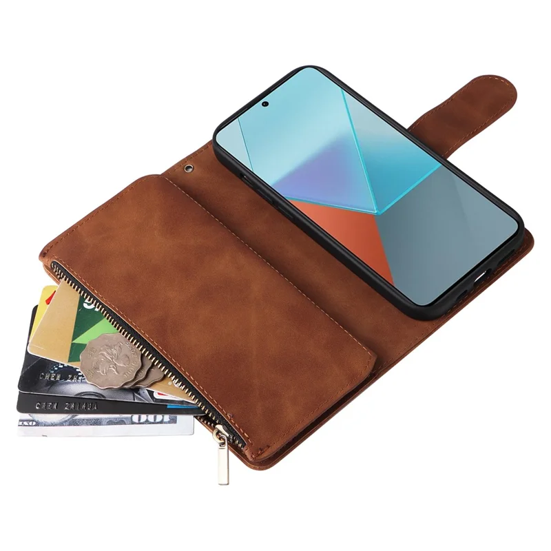 Per Xiaomi Redmi Note 13 Pro 5G / Poco X6 5G Custodia in pelle PU per telefono cellulare con più slot per schede - Marrone